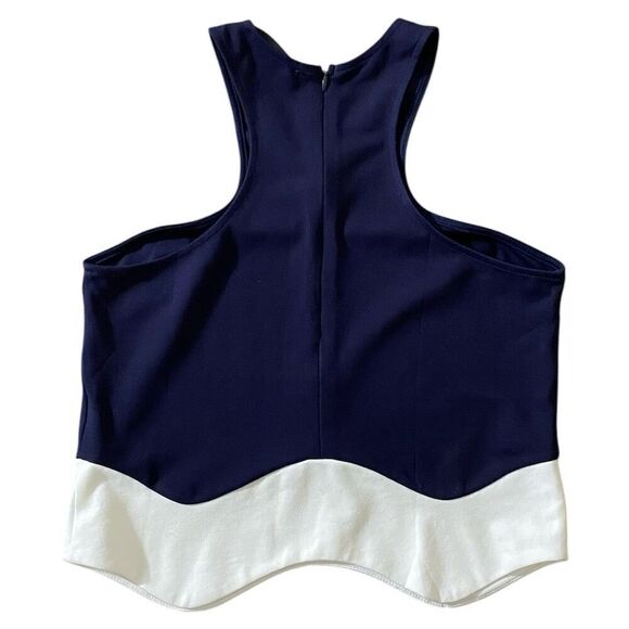 Sunday In Brooklyn Color Block Navy Scalloped Hem Tank Top NWT Size Medium - Picture 4 of 7
